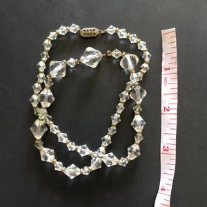 Vintage Plastic Crystal Necklace w Unique Clasp